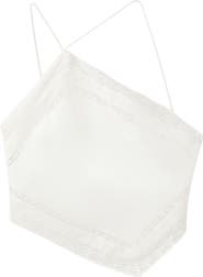 MANGO Lace Trim Asymmetric Halter Neck Top