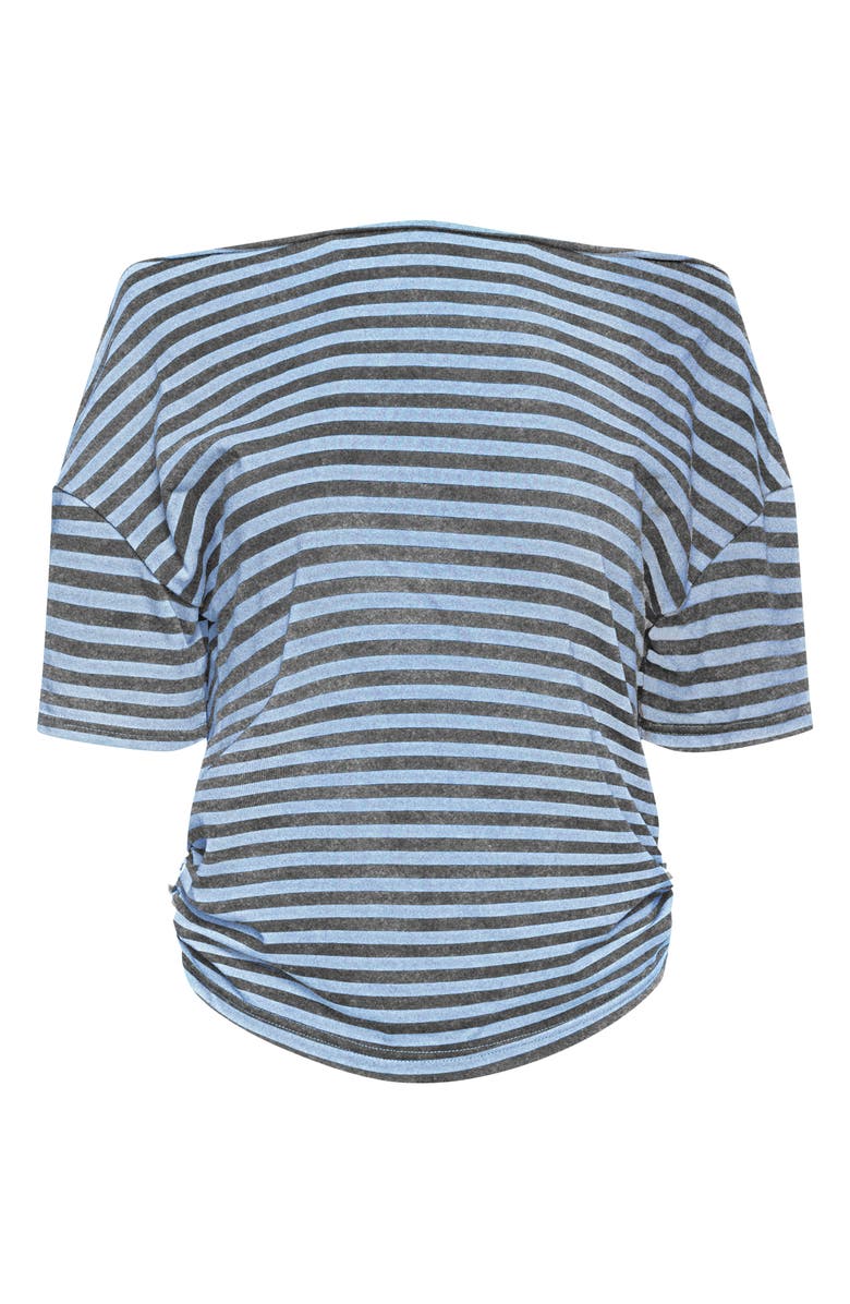 LIONESS Wildlands One-Shoulder Knit Top, Alternate, color, Grey Blue Stripe