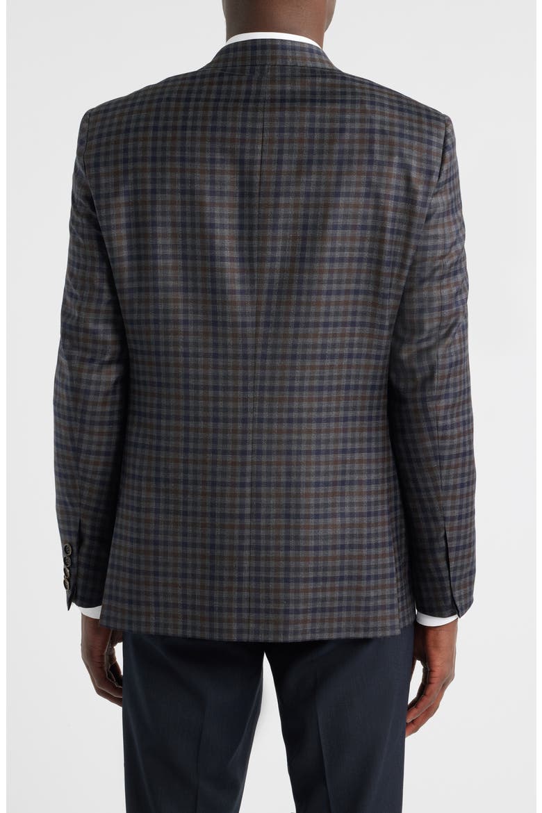 Milano Regular Fit Check Super 130s Wool Sport Coat, Alternate, color, GREY