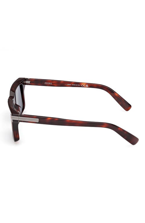 Zegna 53mm Rectangular Sunglasses In Shiny Red Havana