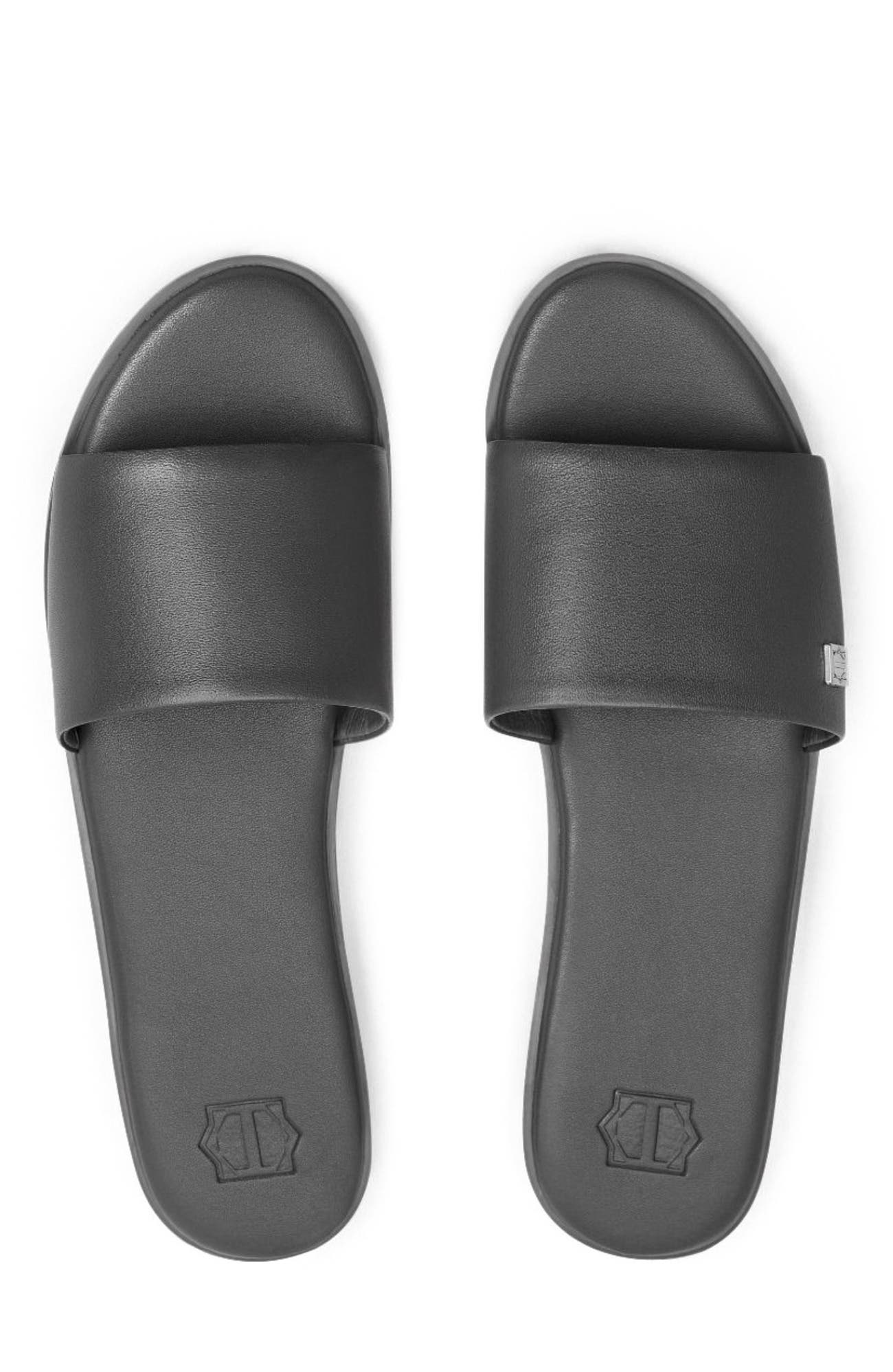 Gloria Woman's leather slippers, Alternate, color, Grey