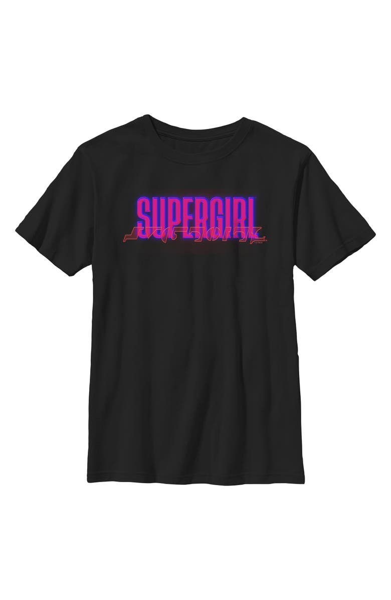 Supergirl Boy's Supergirl Cute Neon Logo  Graphic T-Shirt, Main, color, Black