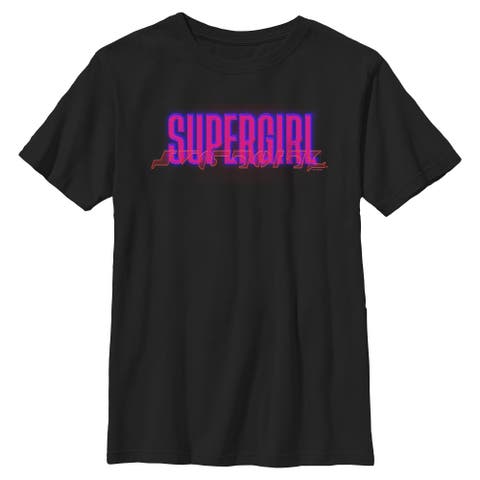 Boy's Supergirl Cute Neon Logo  Graphic T-Shirt