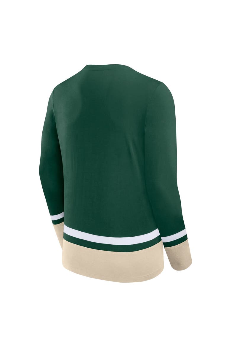 Men's Fanatics Branded Green Minnesota Wild Back Pass Lace-Up Long Sleeve T-Shirt, Alternate, color, Green