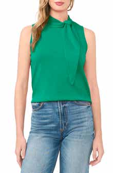 CeCe Tie Neck Sweater Tank