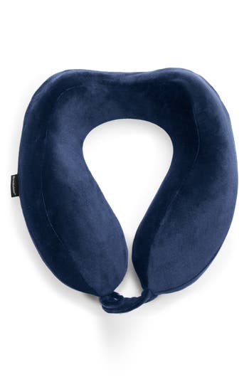 Brookstone Ultra Dorm Memory Foam Neck Pillow In Blue