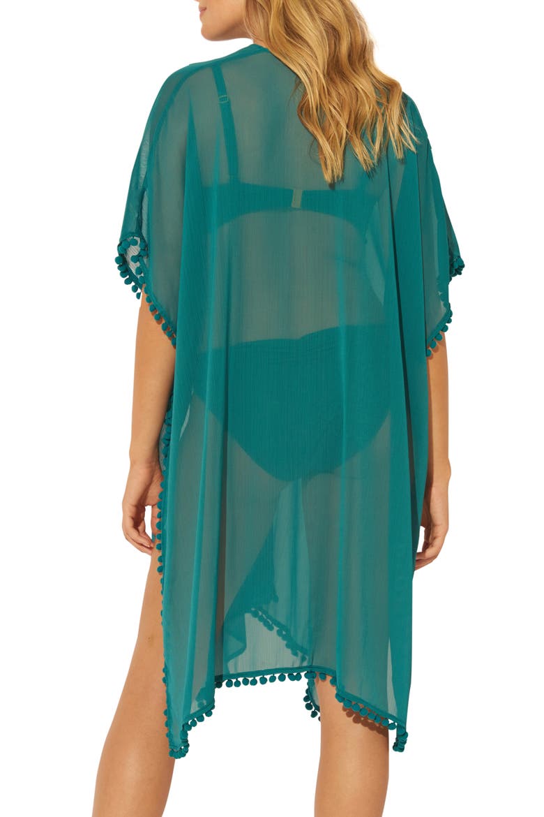 Gypset Pom Trim Cover-Up Caftan, Alternate, color, TROPIC THUNDER