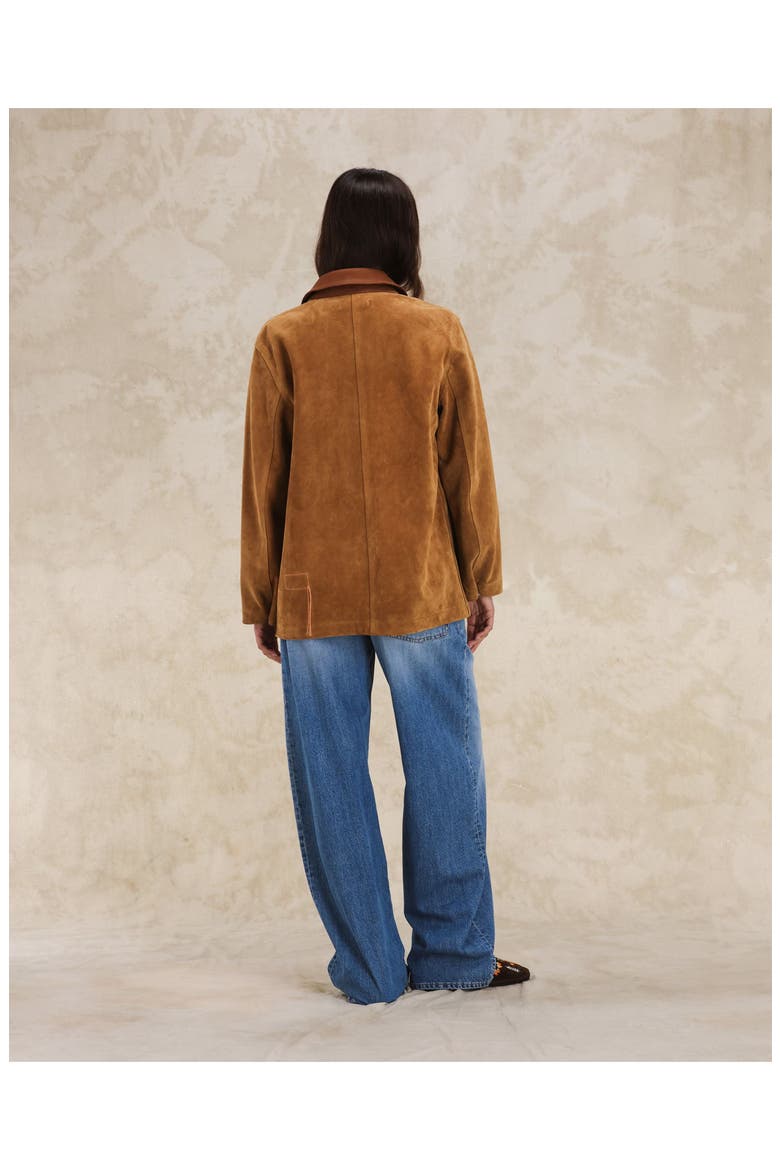 Montana Work Suede Leather Jacket, Alternate, color, CAMEL