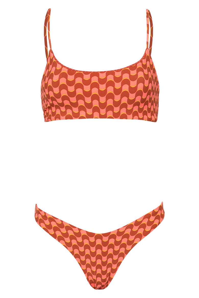 Micah Geo Waves Reversible Bikini Top, Alternate, color, BROWN
