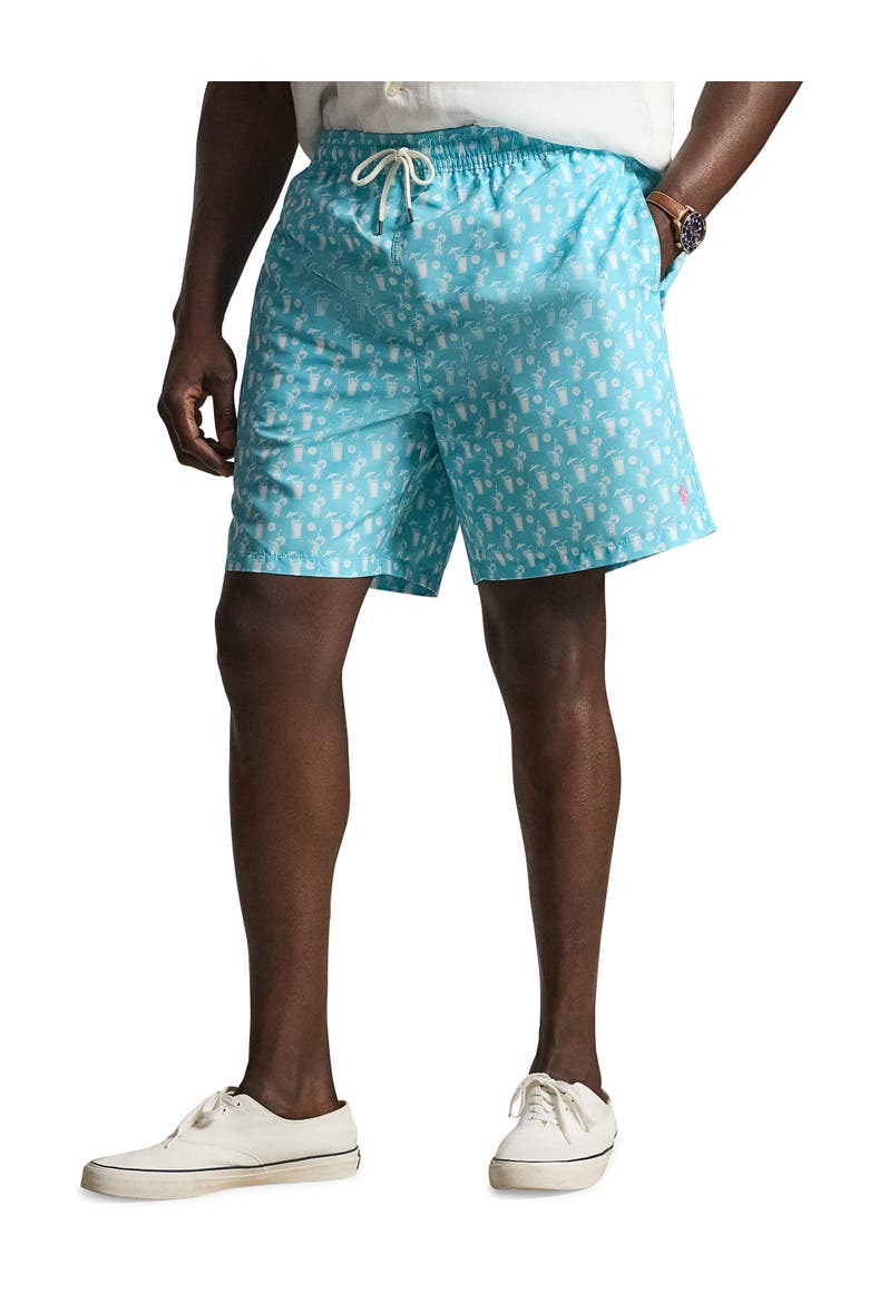 Big & Tall Cocktail Convo Traveler Swim Trunks, Main, color, BLUE