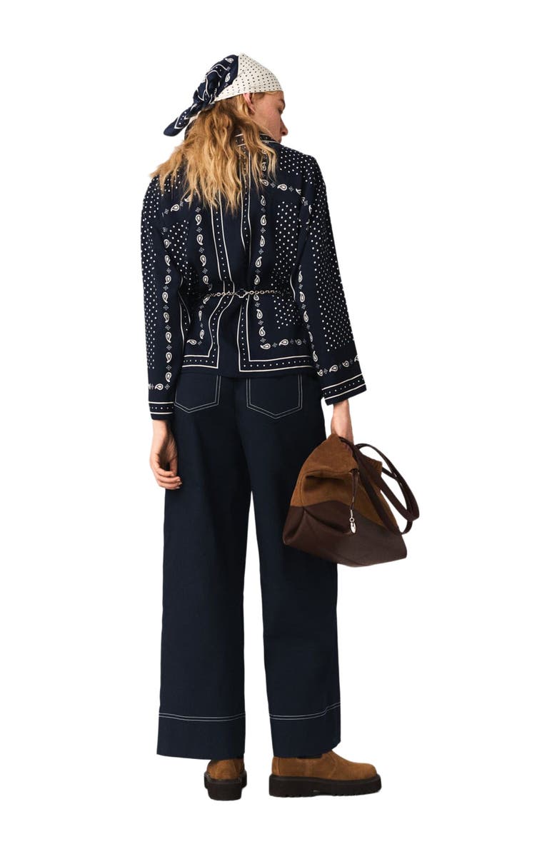 maje Flowing printed shirt, Alternate, color, Navy Dot Bandana Print