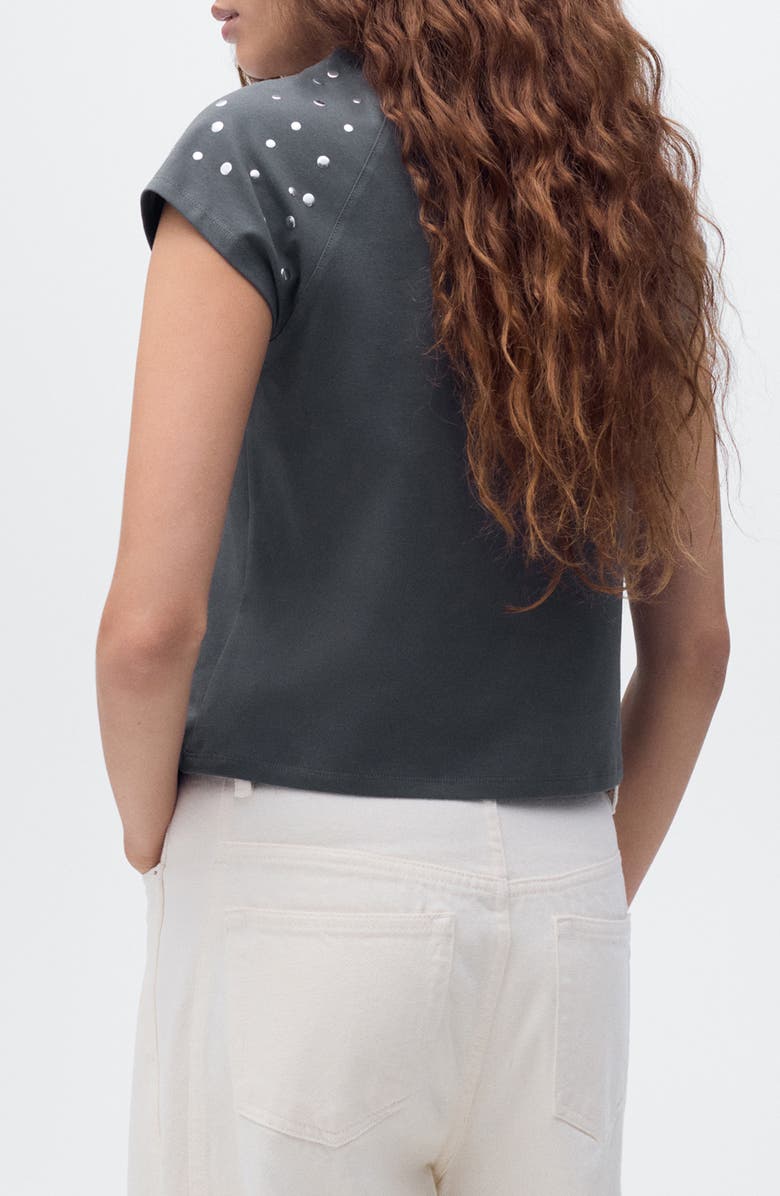 MANGO Stud Crop Top, Alternate, color, Charcoal