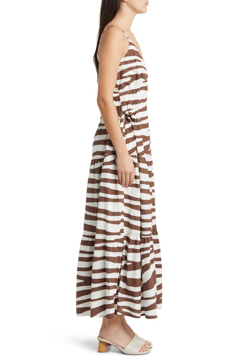 Stripe Tiered Cotton Maxi Dress, Alternate, color, SERENGETI BROWN