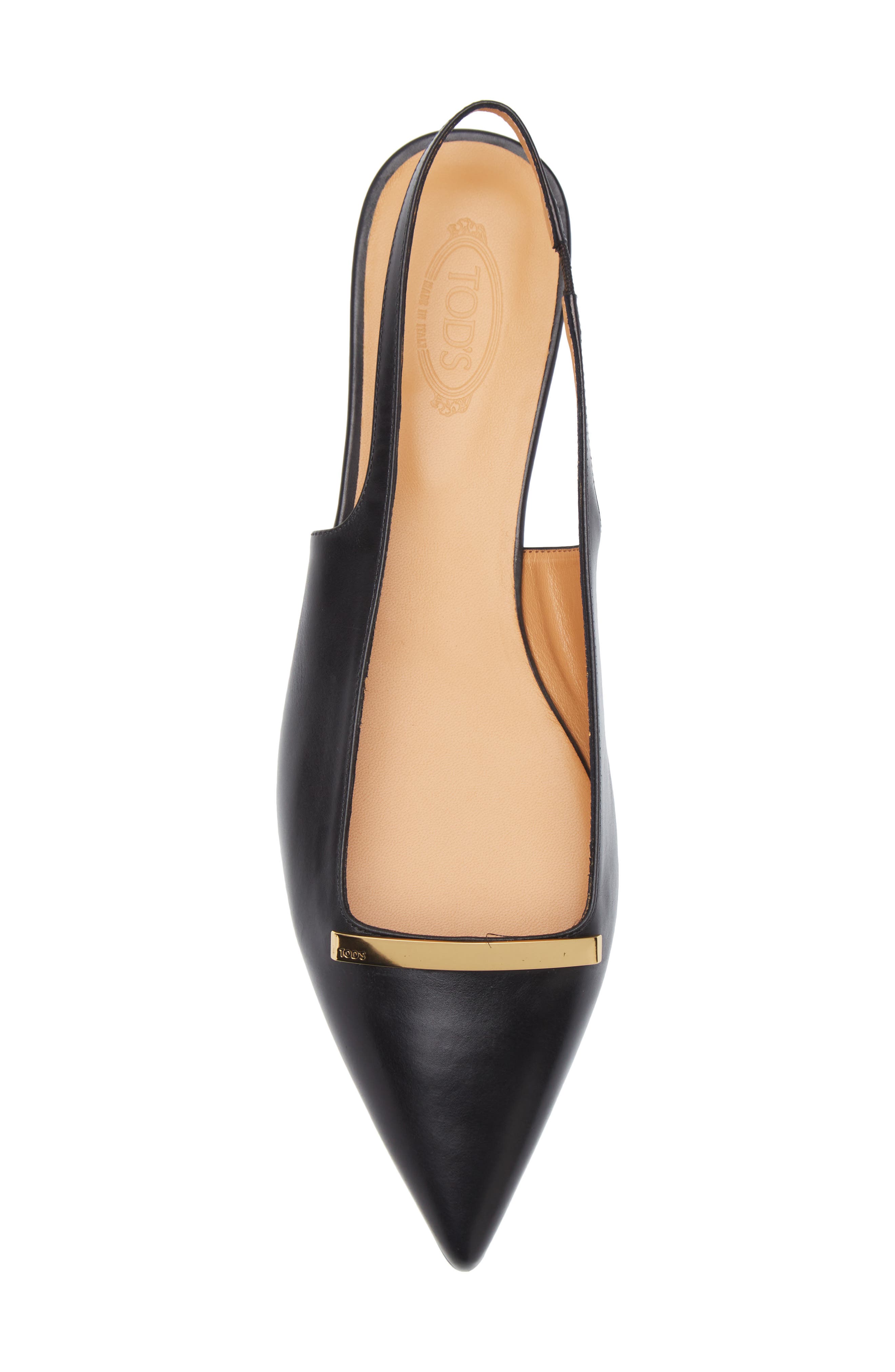 Tod's Barretta Pointed Toe Slingback Flat, Alternate, color, Nero