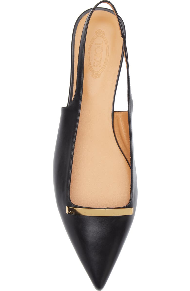Tod's Barretta Pointed Toe Slingback Flat, Alternate, color, Nero