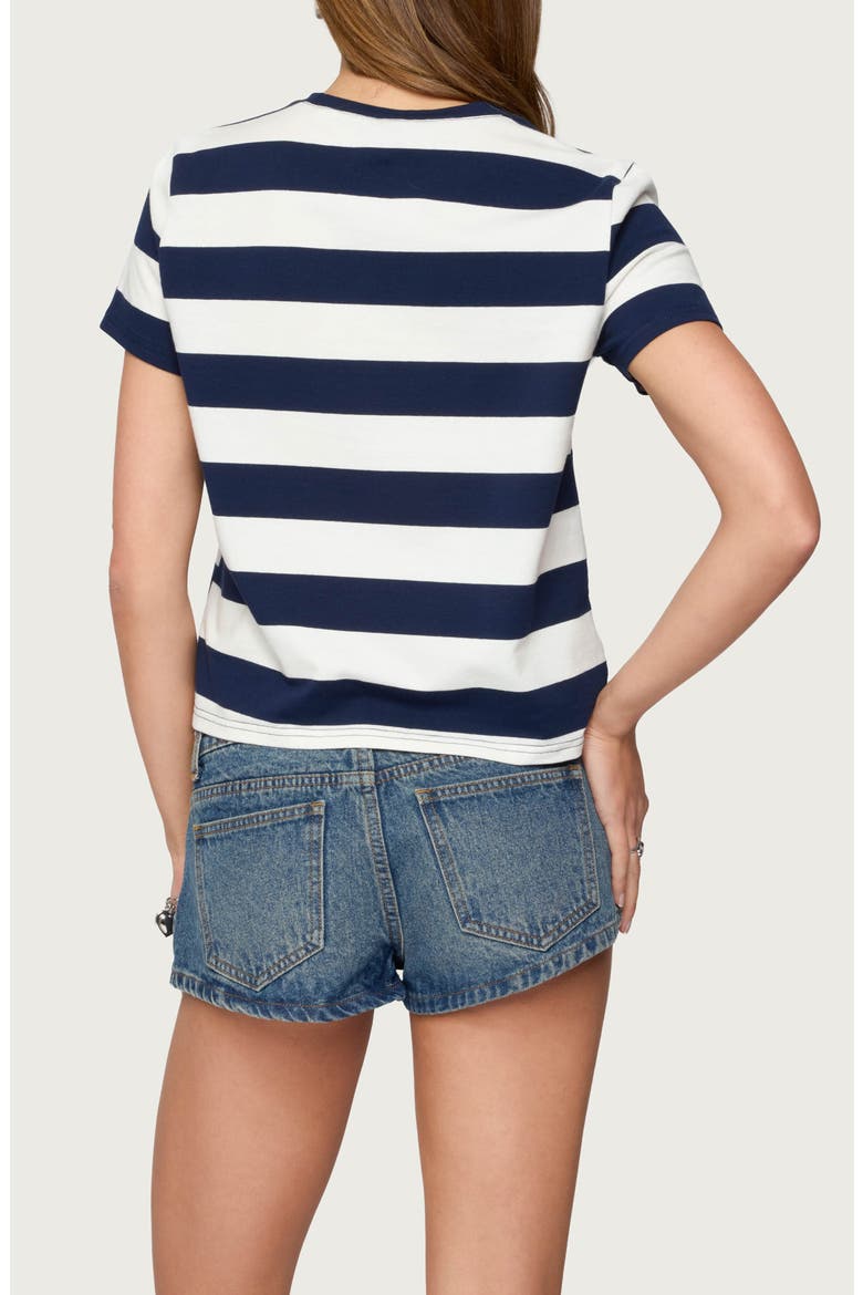 Valetta Stripe Stretch Cotton T-Shirt, Alternate, color, NAVY-AND-WHITE