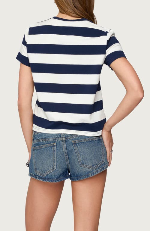 Edikted Valetta Stripe Stretch Cotton T-shirt In Blue