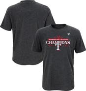 FANATICS Youth Fanatics Branded  Heather Charcoal Texas Rangers 2023 American League Champions Locker Room T-Shirt