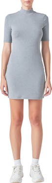 Grey Lab Soft Mock Neck Body-Con Minidress