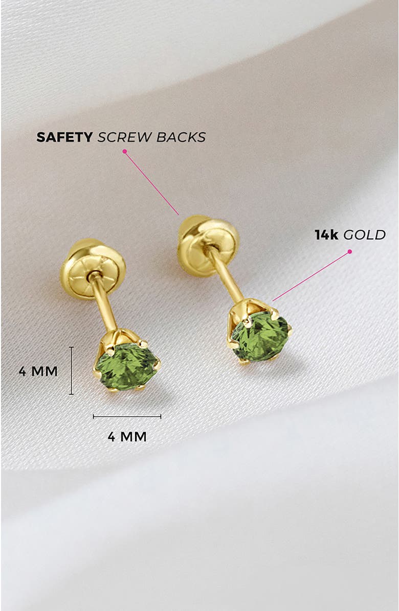 In Season Jewelry 14k Classic Prong Solitaire Earrings, Alternate, color, August