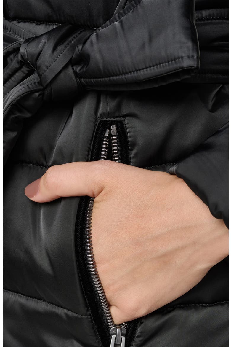 Zamora Shawl Collar Belted Puffer Coat, Alternate, color, BLACK
