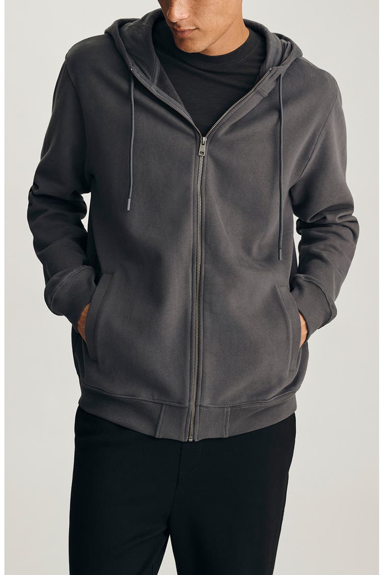 Relaxed Fit Cotton Zip Hoodie, Main, color, ASPHALT