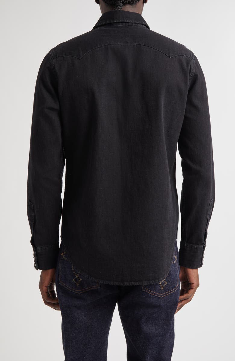 Double RL Slim Fit Denim Western Snap-Up Shirt, Alternate, color, Black