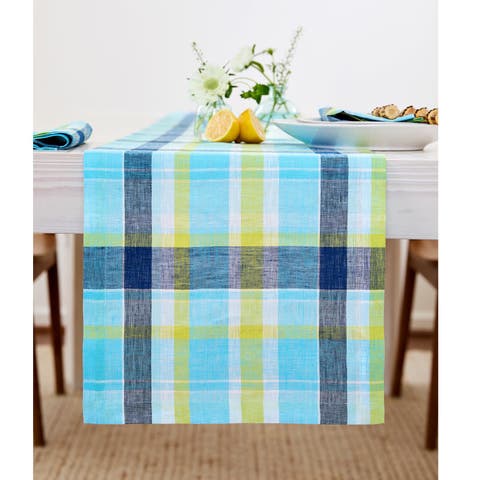 Linen Table Runner - Summer Madras Plaid
