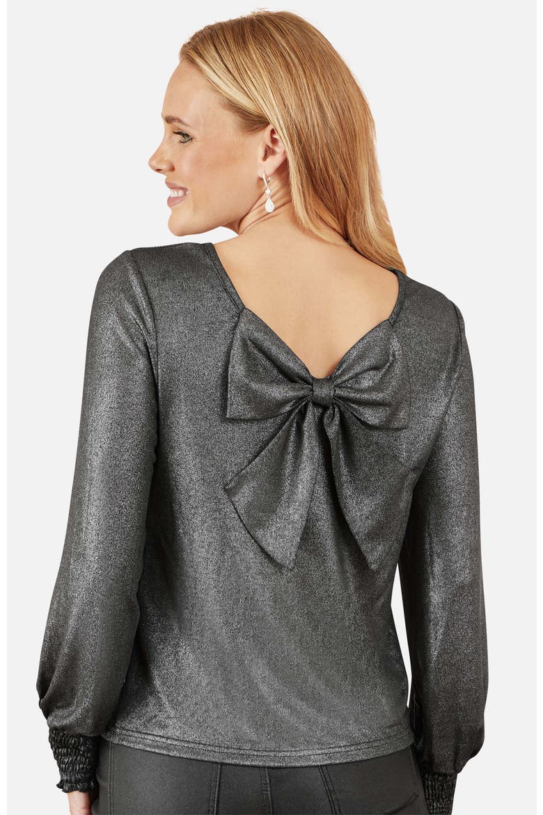 Metallic Bow Back Top, Alternate, color, Black