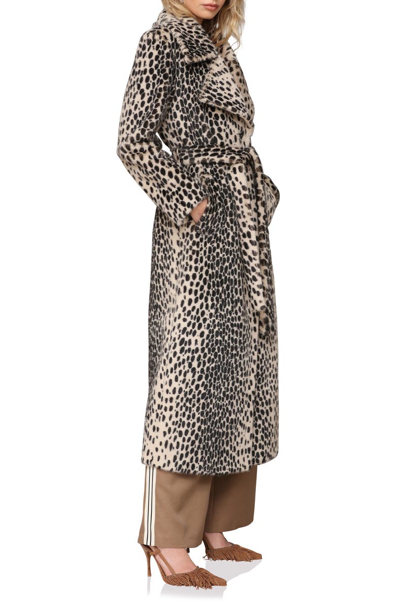 Avec Les Filles Faux Fur Belted Coat, Alternate, color, Black Cheetah