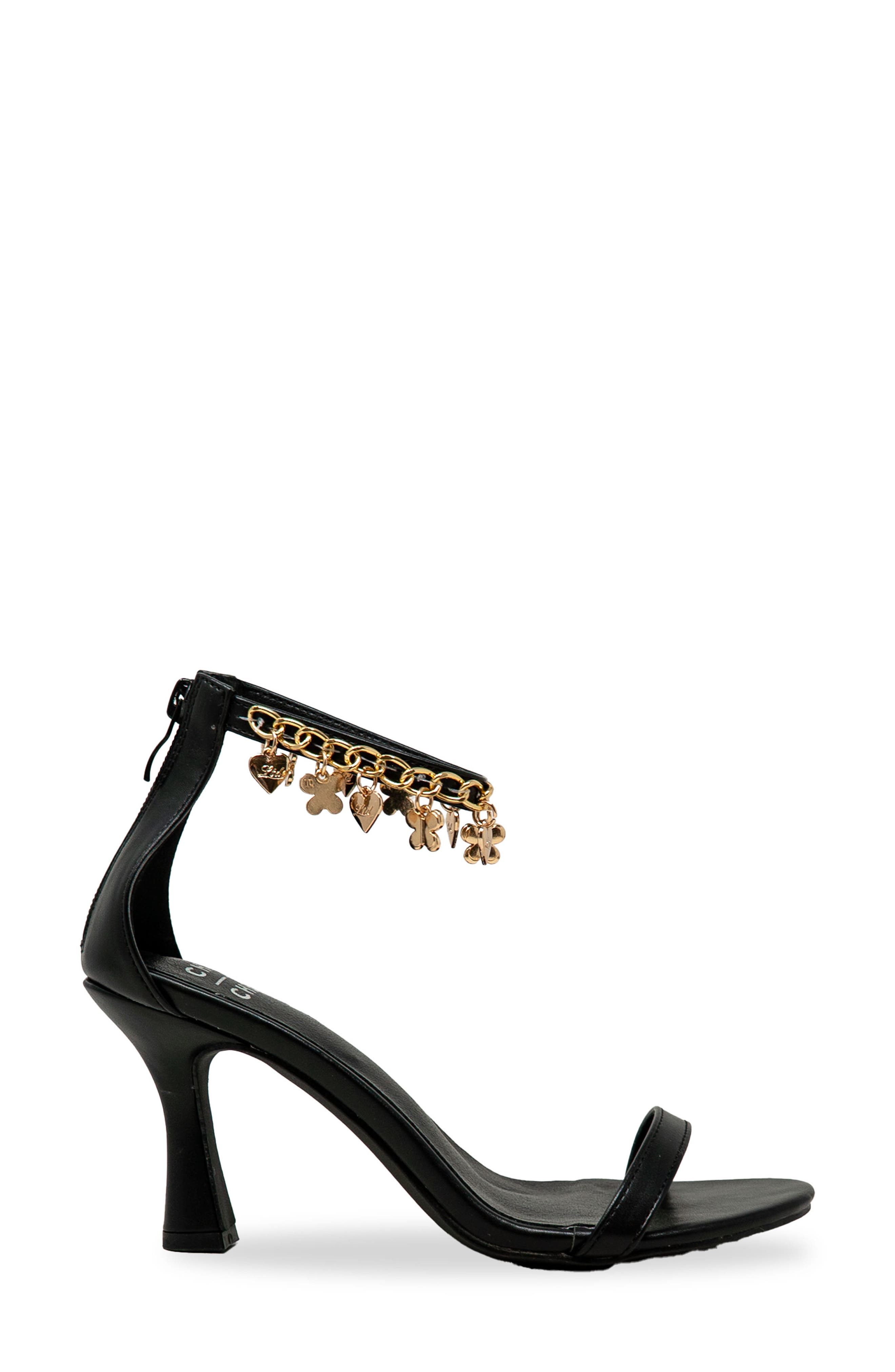 CHASE AND CHLOE Iridessa Charm Ankle Strap Sandal, Alternate, color, Black