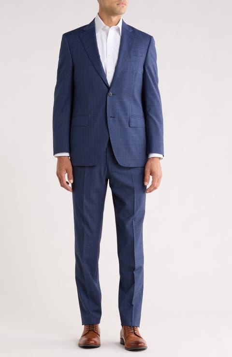 Flynn Classic Fit Windowpane Wool Suit (Regular & Big)