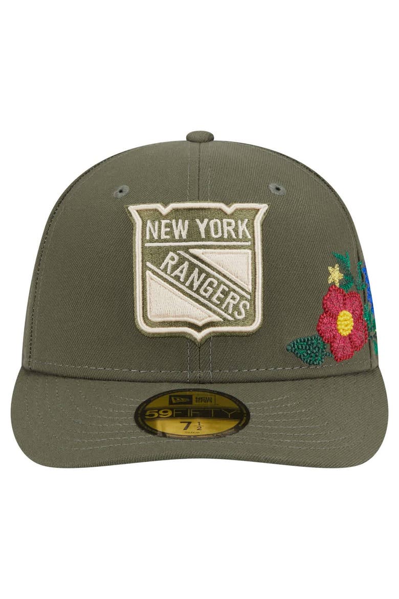 Men's New Era Olive New York Rangers Tonal Florals 59FIFTY Fitted Hat, Alternate, color, Olive