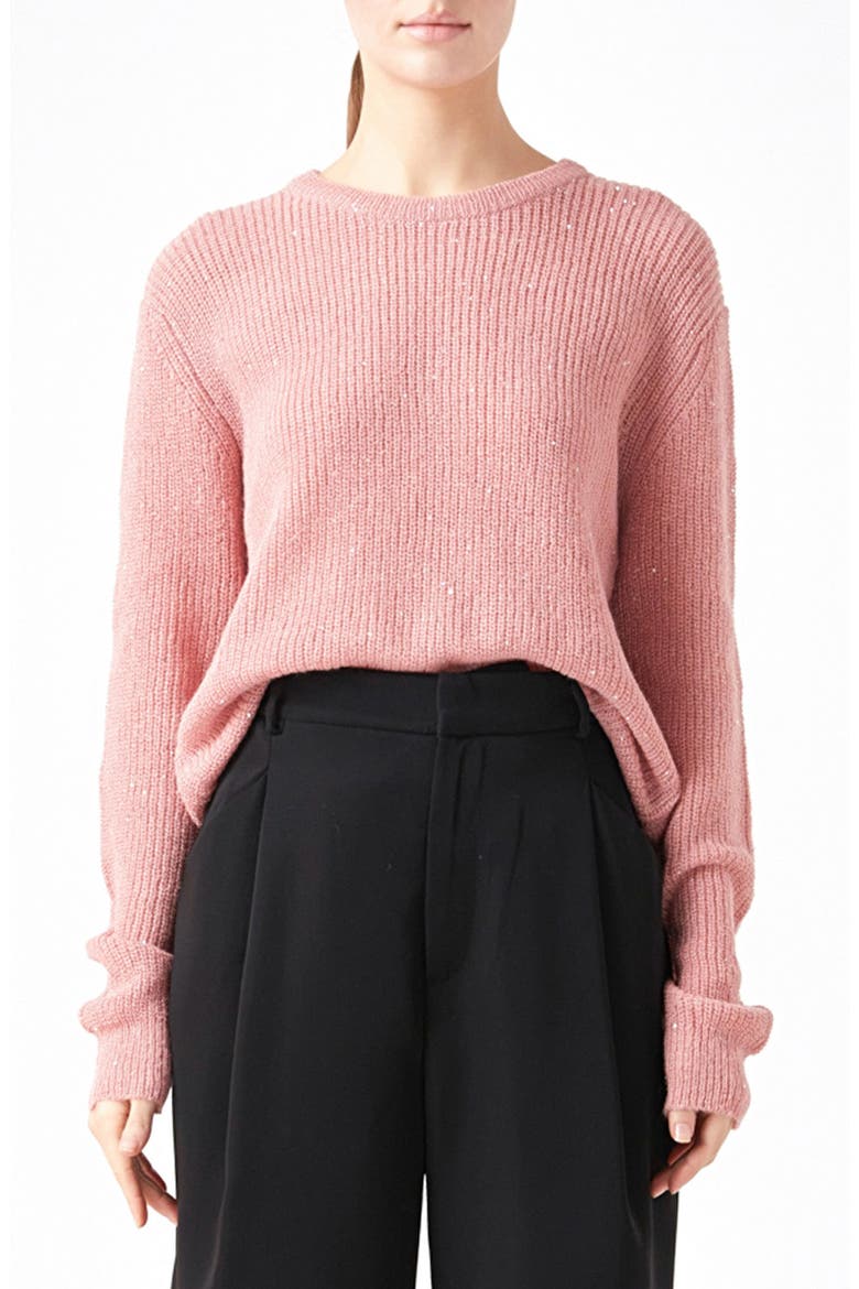 Lurex Sequin Sweater, Main, color, PINK