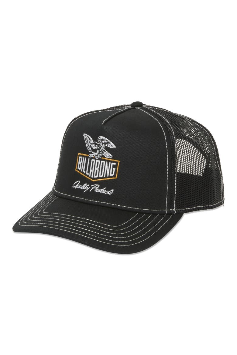 Peaked Trucker Hat, Main, color, BLACK