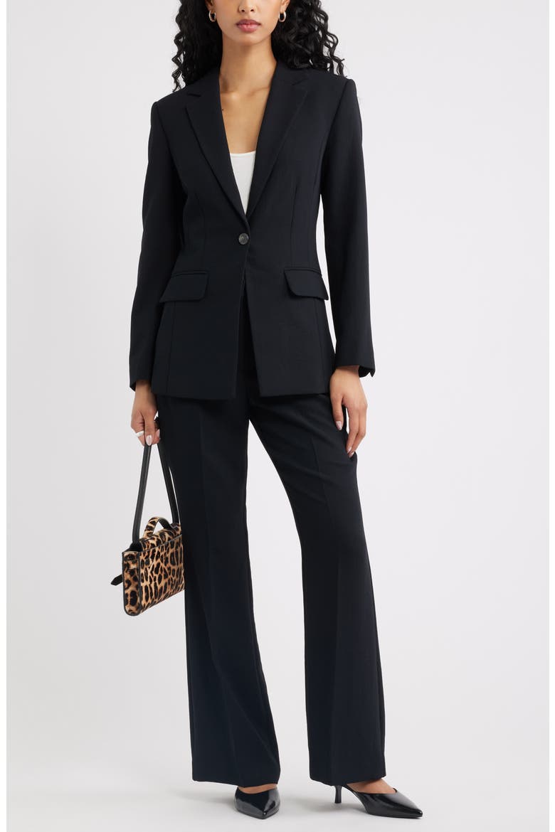 Curator Crepe Fitted Blazer, Alternate, color, BLACK
