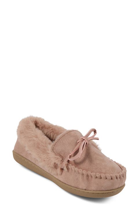 Faux Suede & Faux Fur Lined Slipper