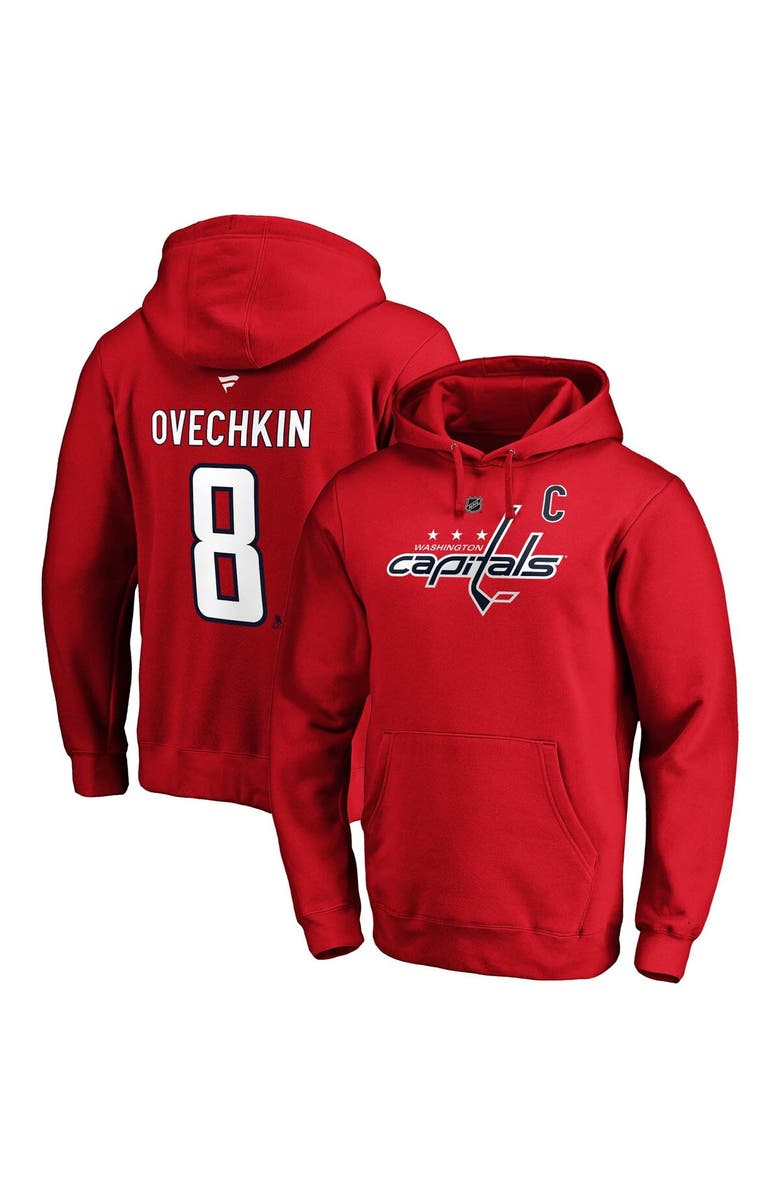 FANATICS Men's Fanatics Branded Alexander Ovechkin Red Washington Capitals Authentic Stack Player Name & Number Fitted Pullover Hoodie, Main, color, Red