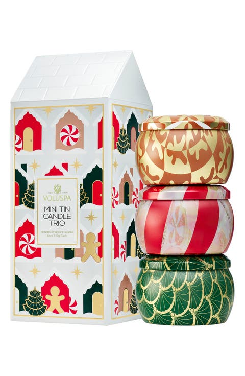 Holiday Mini Tin Candle Set of 3