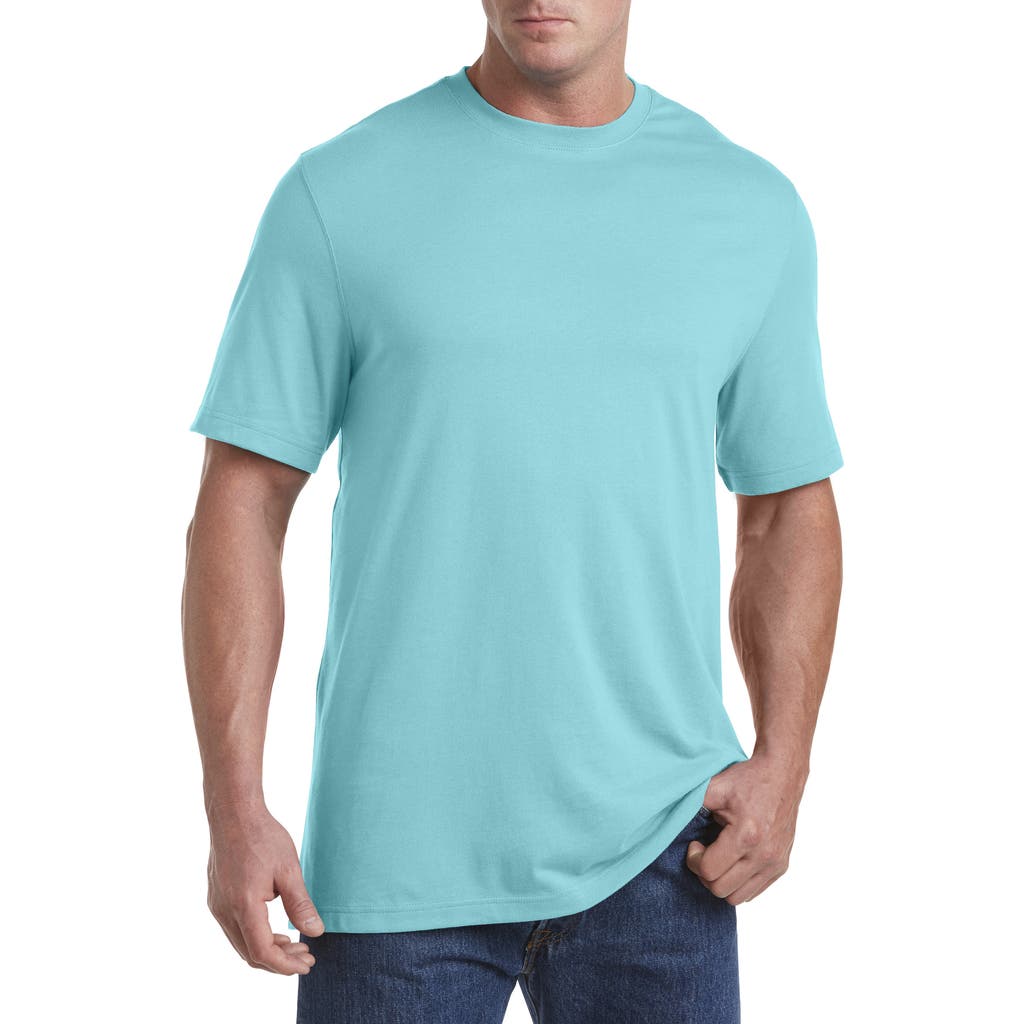 Harbor Bay By Dxl Big & Tall Moisture-wicking Jersey T-shirt In Blue