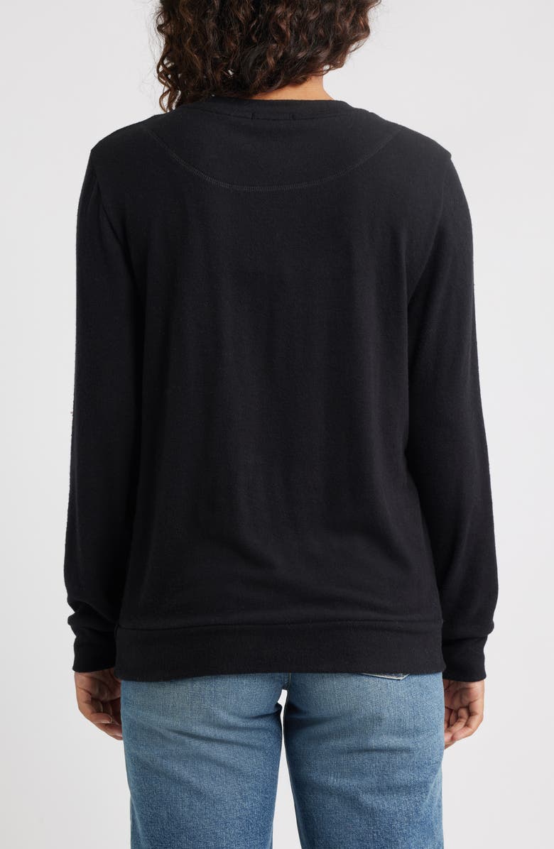 Loveappella Brushed Jersey Crewneck Top, Alternate, color, Black