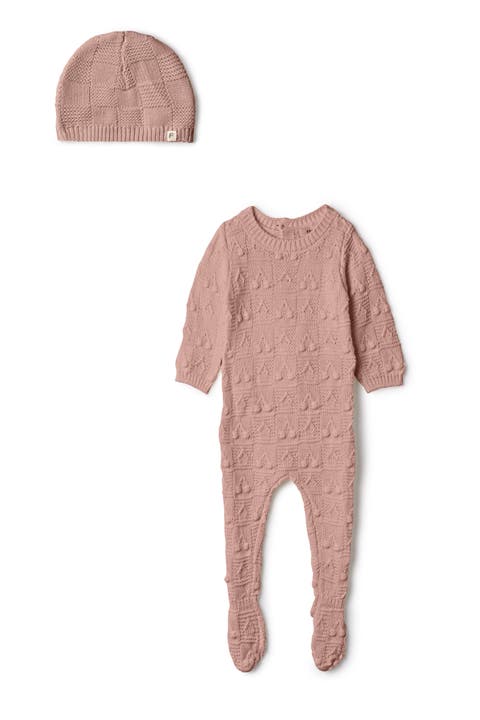Knit Textured Romper and Matching Hat (Baby)