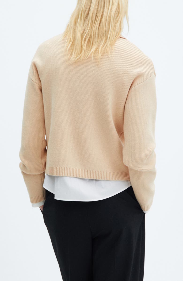 MANGO Long Sleeve Rib Polo Sweater, Alternate, color, 