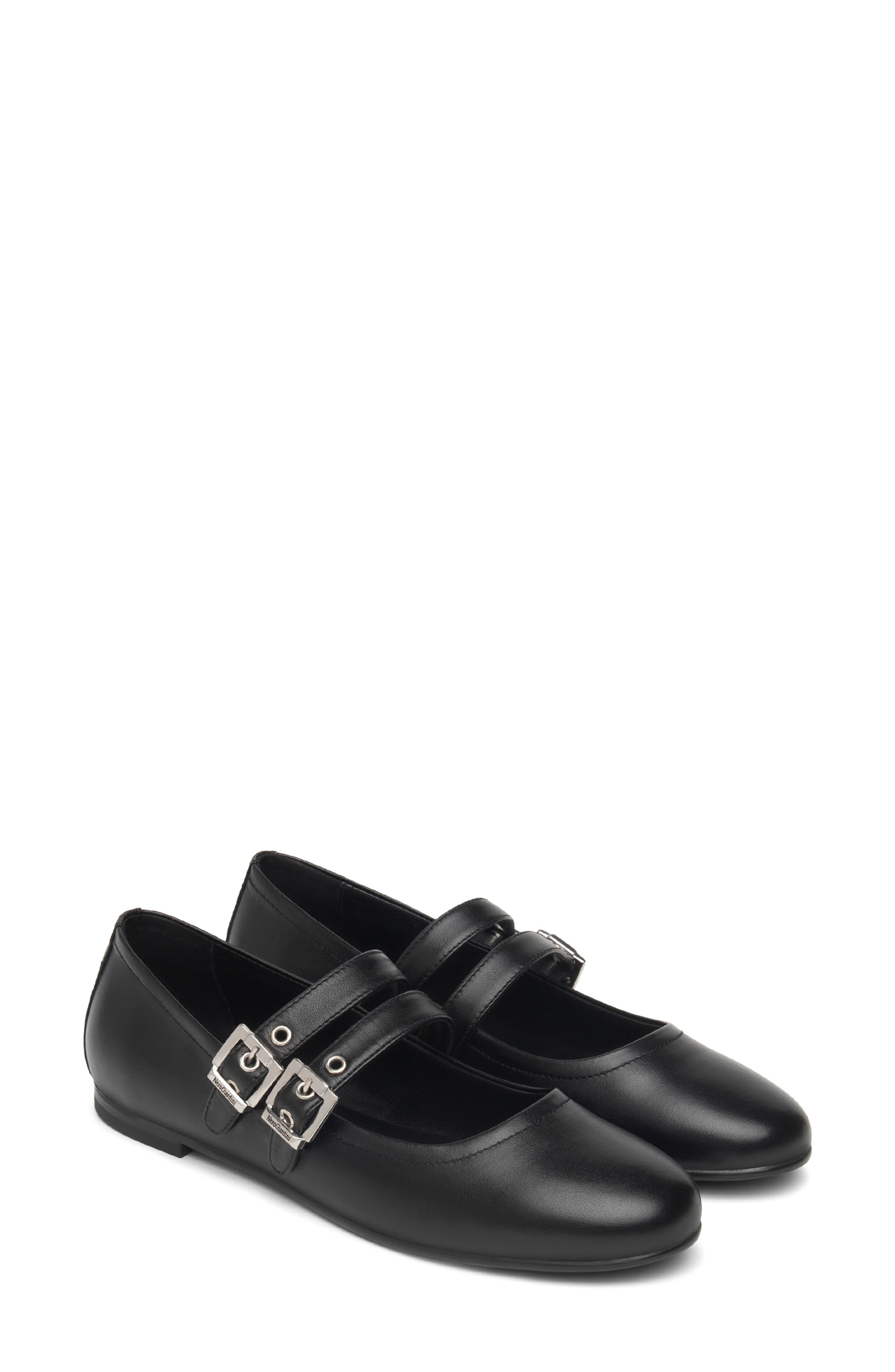 NeroGiardini Double Strap Ballet Flat, Main, color, Black
