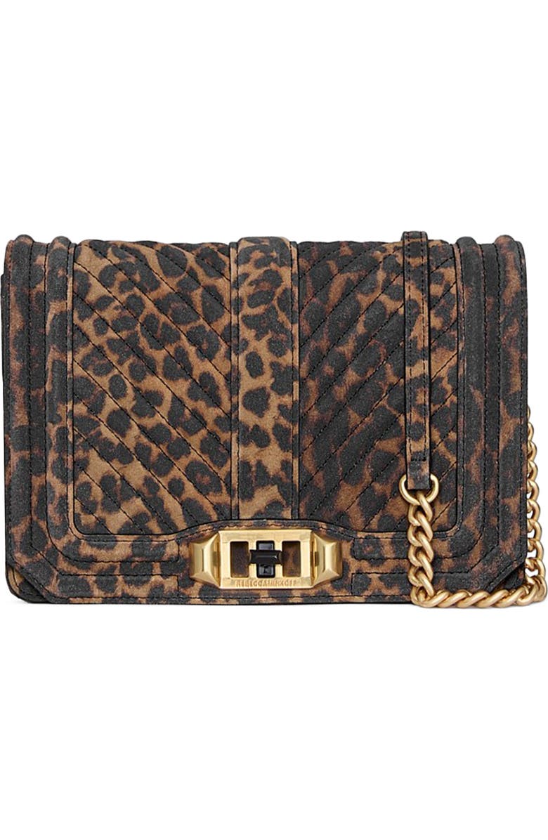 Rebecca Minkoff Chevron Quilted Small Love Crossbody Bag, Main, color, Leopard
