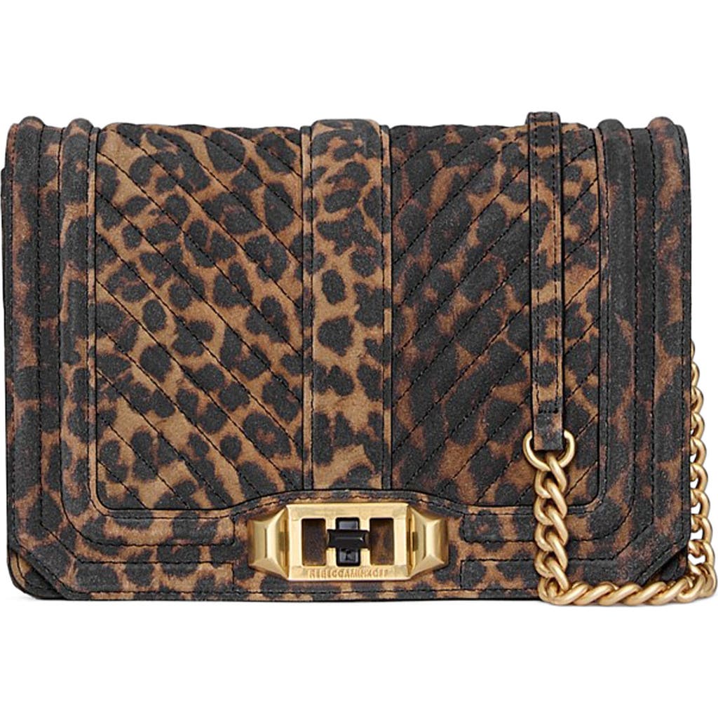 Rebecca Minkoff Chevron Quilted Small Love Crossbody Bag In Brown