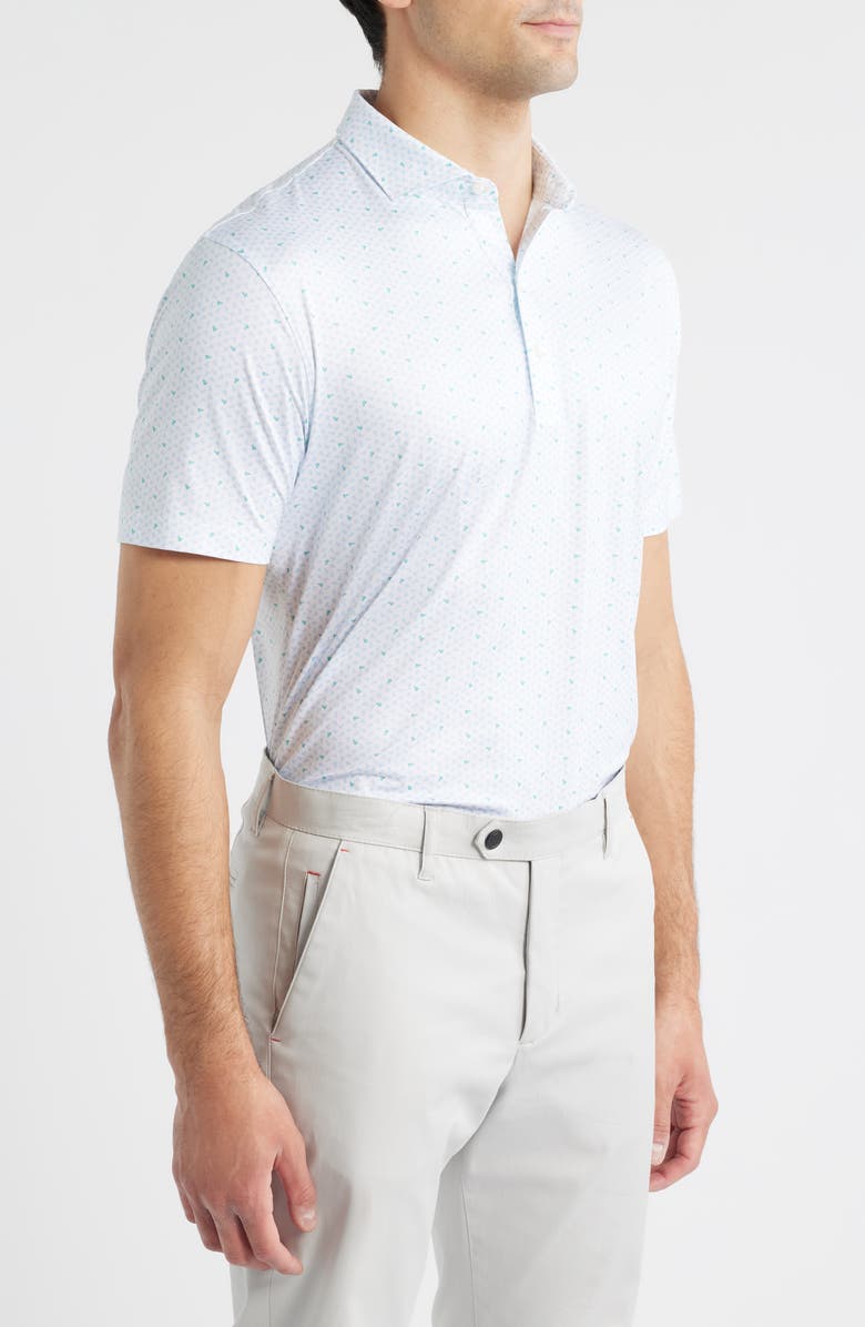 johnnie-O Backcourt Shuttlecock Print Featherweight Performance Polo, Alternate, color,