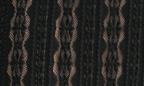 Mila Mae Lace Chevron Stripe Long Sleeve Maxi Dress In Black