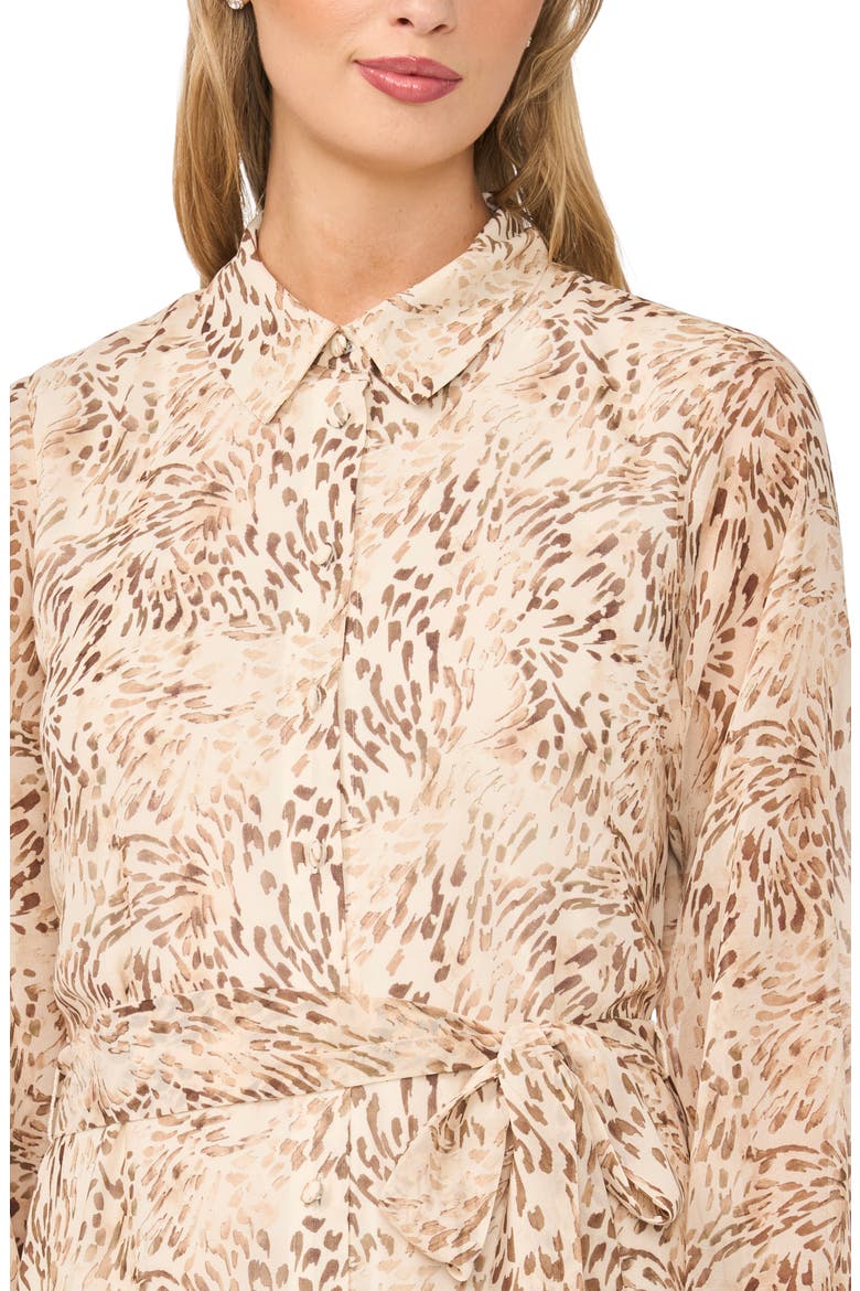 Long Sleeve Chiffon Midi Shirtdress, Alternate, color, AFTERGLOW