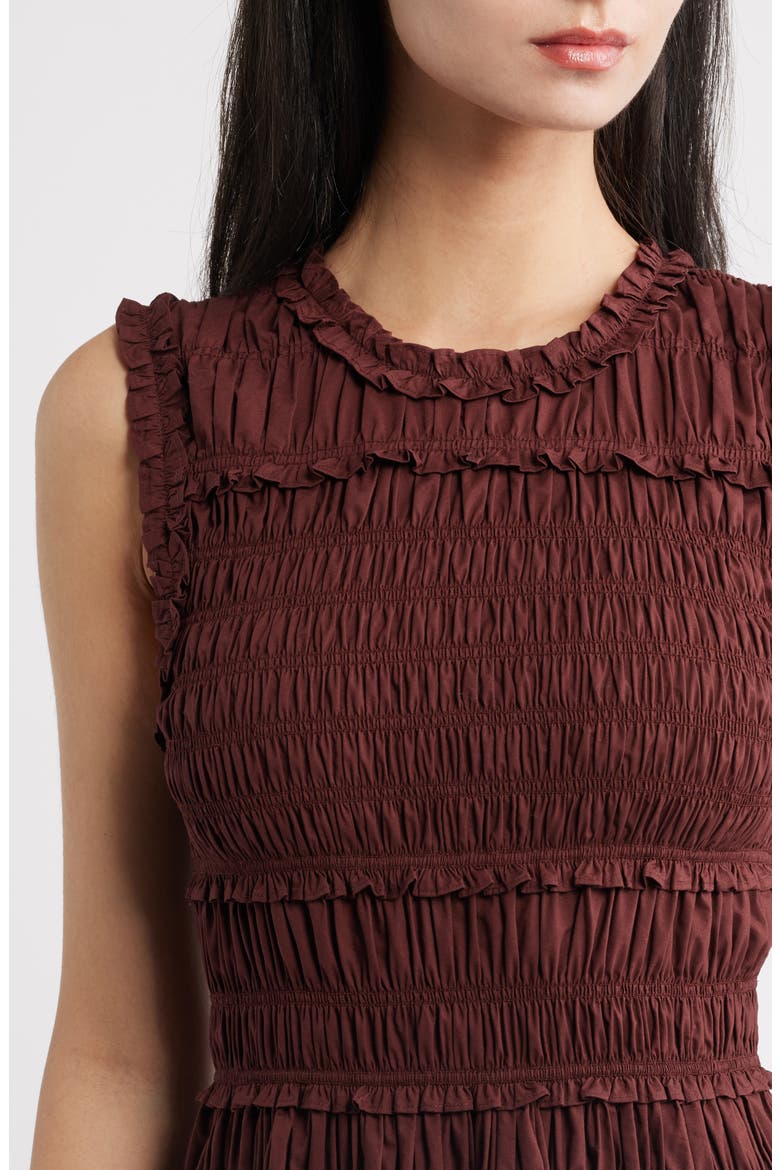 Mallory Smocked Organic Cotton Midi Dress, Alternate, color, DAHLIA